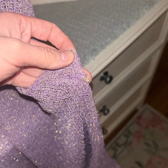 Vintage Lavender Metallic Knit Swim Coverup - Picture 3 of 6
